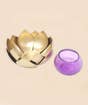 Brass Finish Lotus Tea Light Holder - Purple