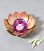Brass Finish Lotus Tea Light Holder - Purple