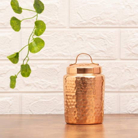 Hammered Copper Container with Lid, 450 ml