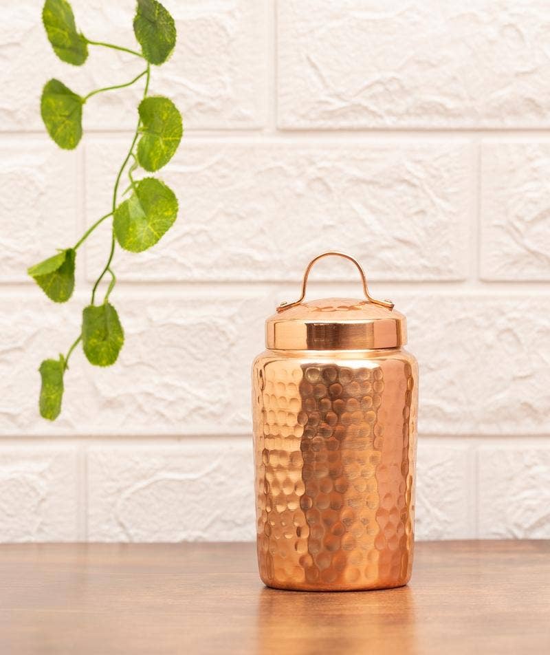 Hammered Copper Container with Lid, 450 ml