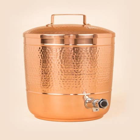 Hammered Copper Water Storage Pot, 8 Liters