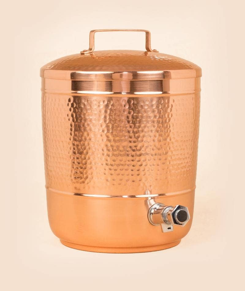 Hammered Copper Water Storage Pot, 8 Liters