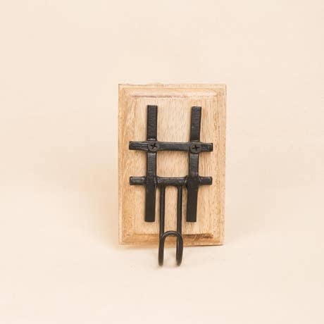 Iron Hook on wooden base - Hash