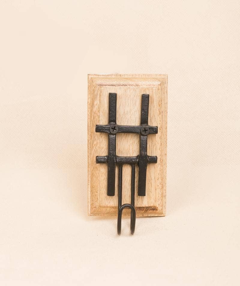 Iron Hook on wooden base - Hash