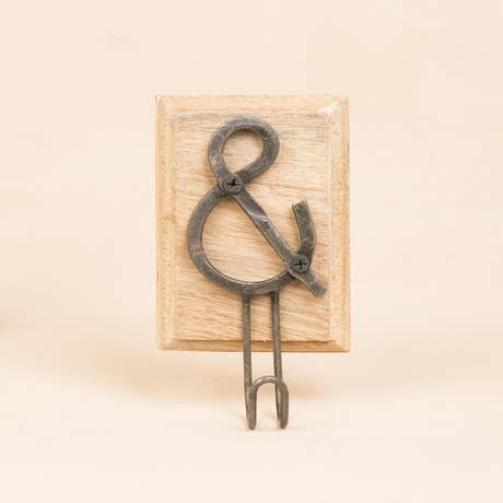 Iron Hook on wooden base - Ampersand