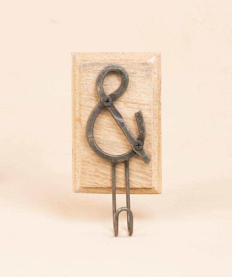 Iron Hook on wooden base - Ampersand
