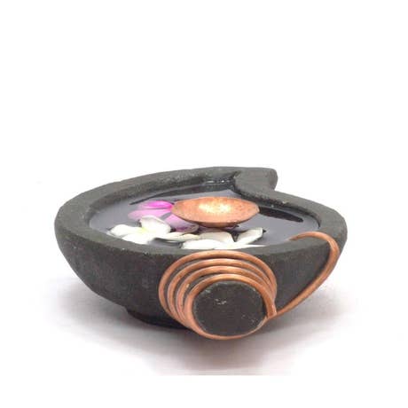 [HO0082900000] Handmade Stone Uruli Shell Design With Copper Lamp