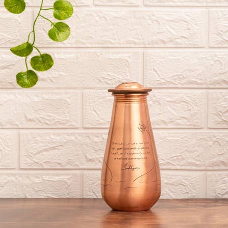 Small Copper Water Bottle With Sadhguru Quote, 500ml	