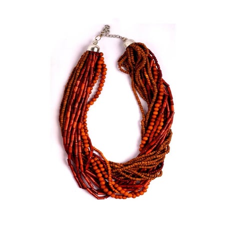 Bone And Wooden Bead Necklace