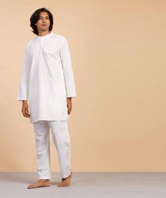 Traditional Organic Cotton Kurta for Men, White