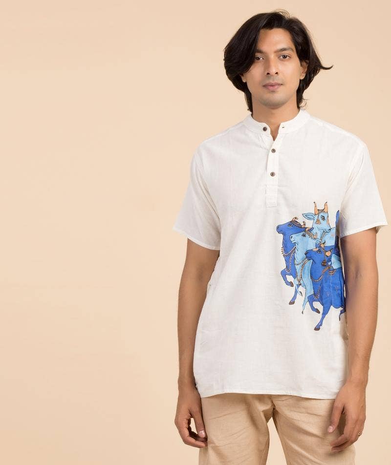 Mens Organic Cotton Nandi Kurta - Off White