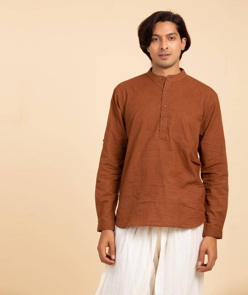 Natural Dyed Handwoven Kurta Brown