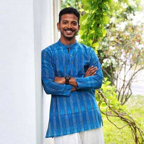 Lightweight Cotton Shirt Kurta - Blue
