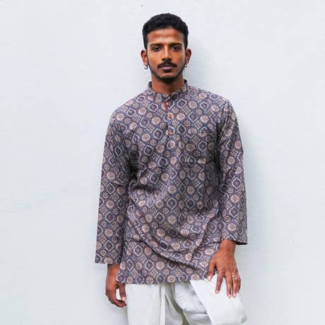 Lightweight Cotton Shirt Kurta - Charcoal Grey