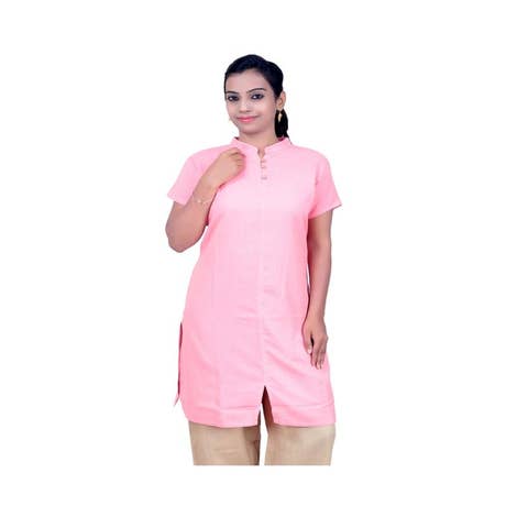 Women's 100% Organic Cotton Kurta With Embroidered "Aum" - Pink 