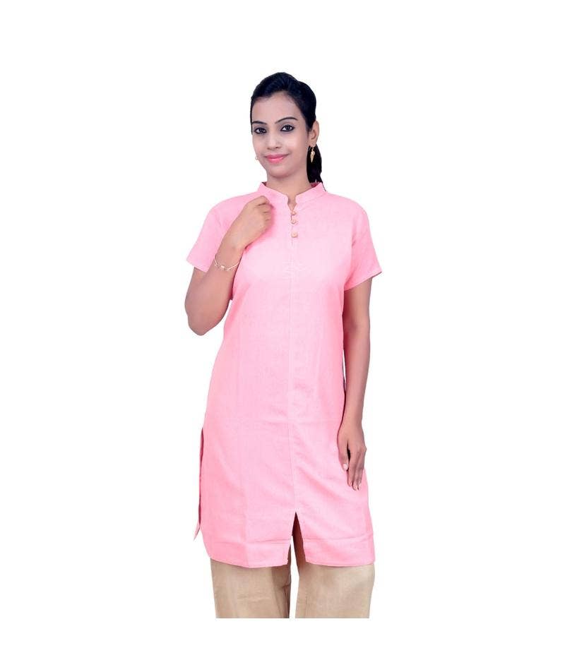 Women's 100% Organic Cotton Kurta With Embroidered "Aum" - Pink 