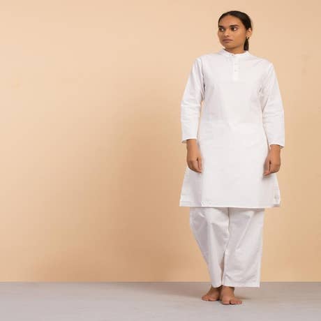 Womens Organic Cotton Sadhana Kurta - White  