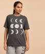 Moon Phases Silver Print Unisex T-shirt, Dark Grey