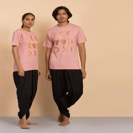 Moon Phases Copper Print Unisex T-shirt, Rose