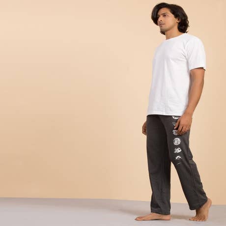 Unisex  Moon Printed Track Pants - Dark Grey