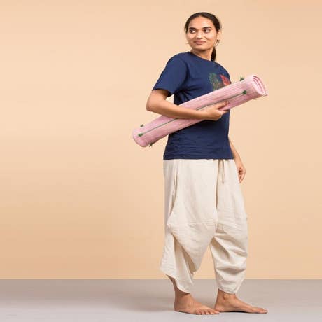 Cotton Hand Loomed Yoga Mat with Back Rubberized