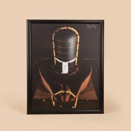 Dhyanalinga Photo - Black 12x18 (With Frame)