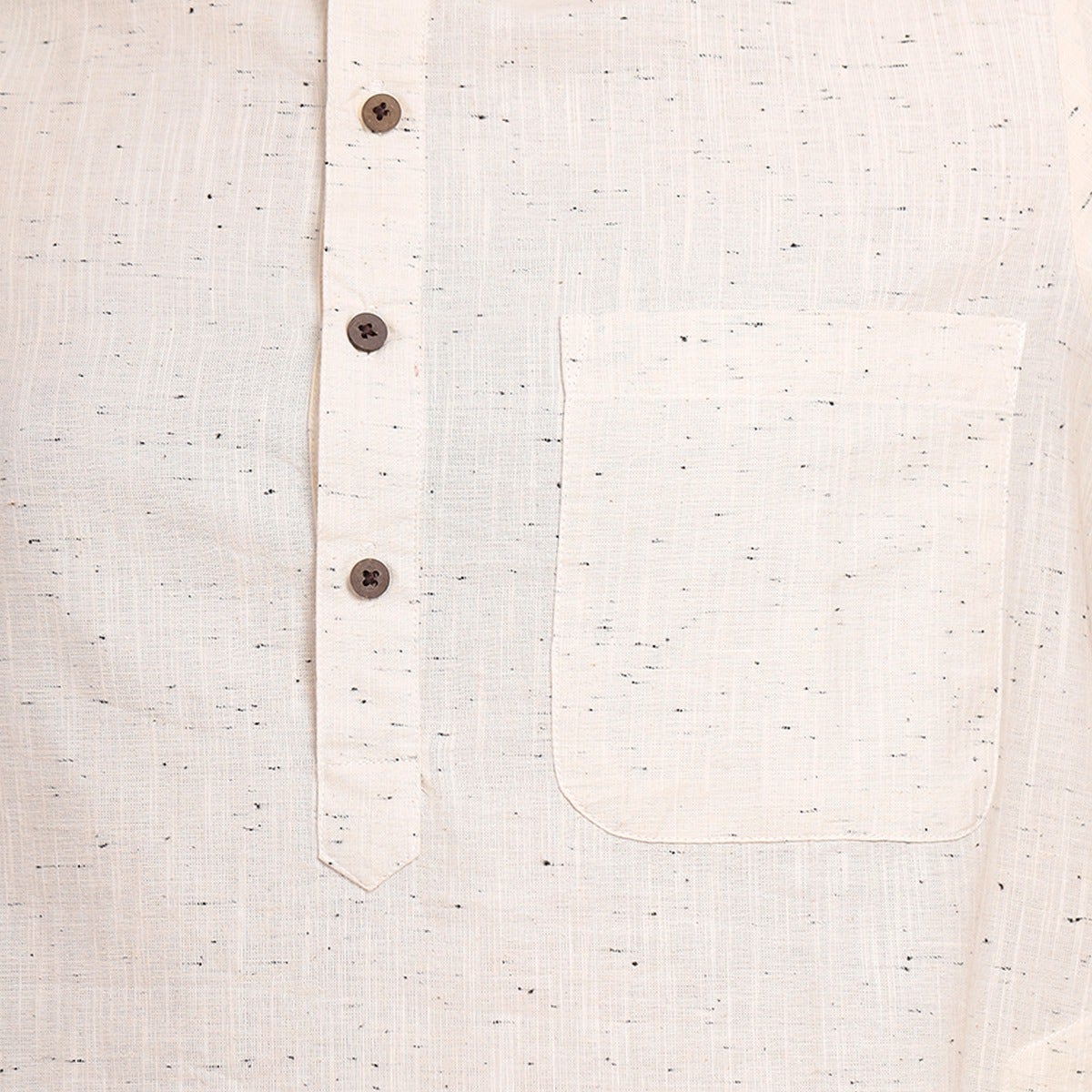 Yarn Dyed Full Sleeve Slub Cotton Kurta - Ecru