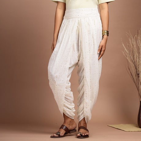 Tonal printed cotton dhoti for women