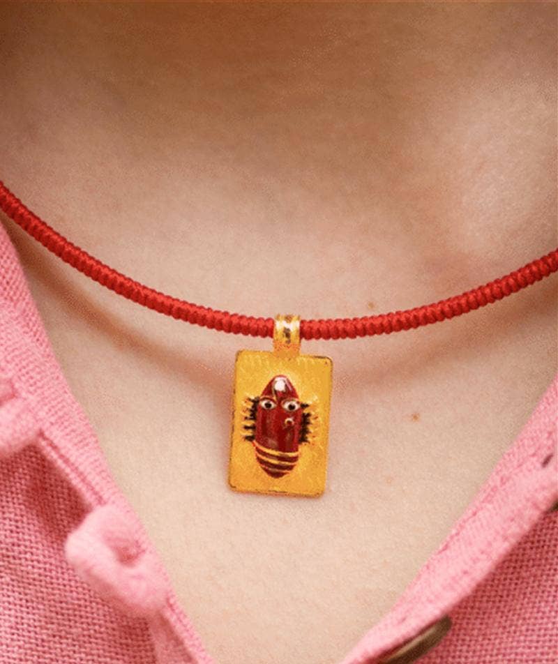 Linga Bhairavi 22KT Gold Pendant - 8 gm (Kumkum) 