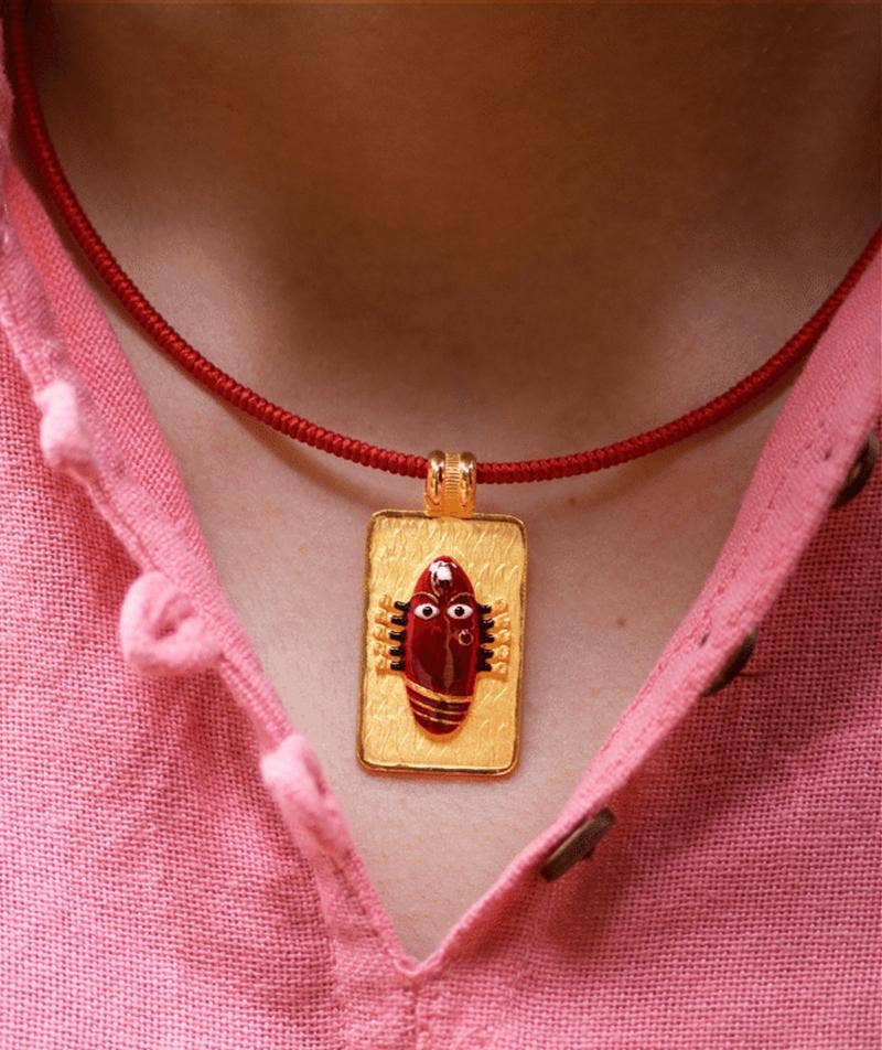 Linga Bhairavi 22KT Gold Pendant - 16 gm (Kumkum) 