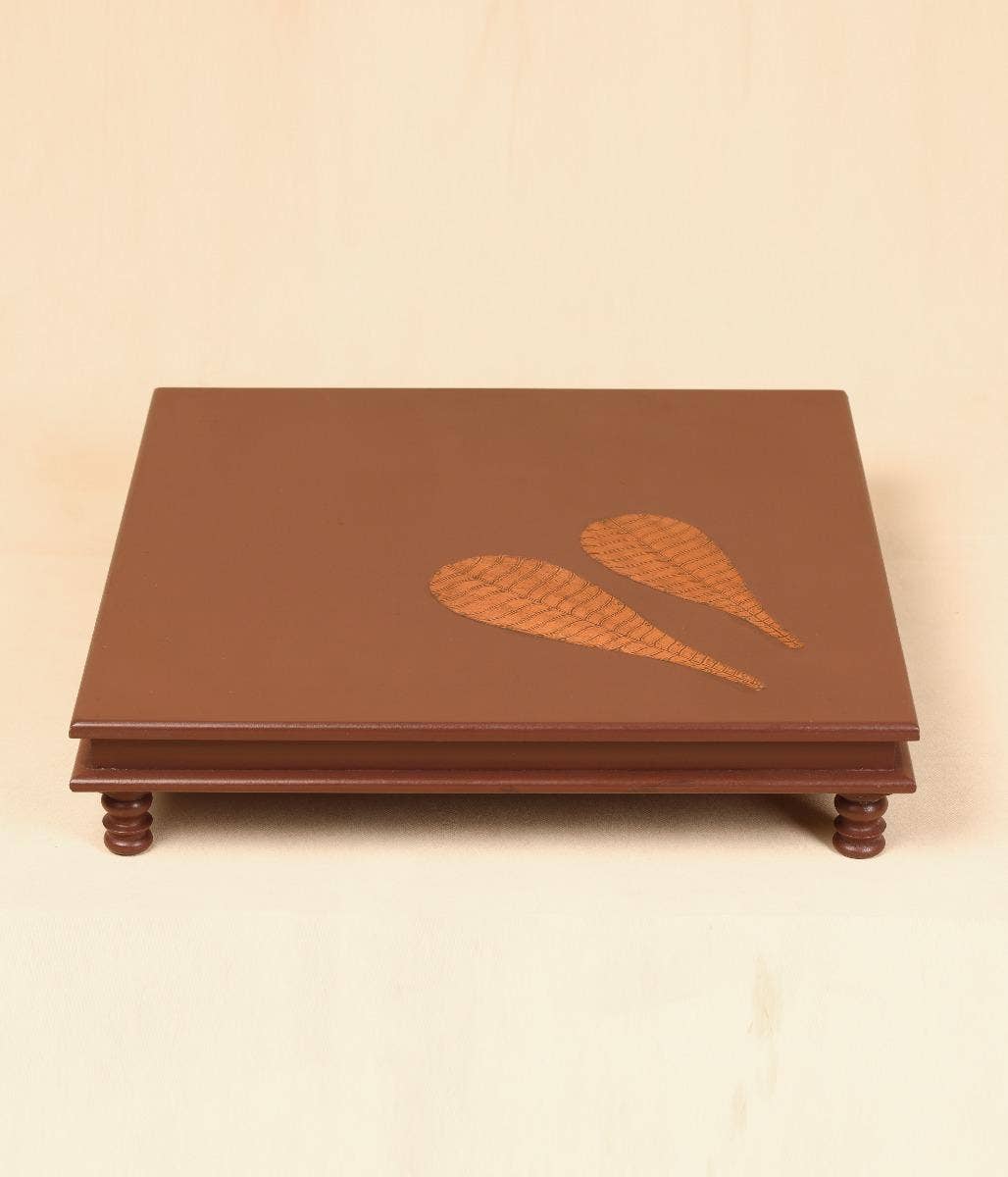 Pooja Table with Copper Temple Tree Leaves - 21x21
