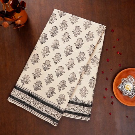 Black and White Mulmul Cotton Saree