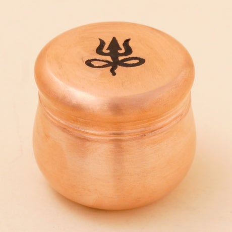 [HO0108516900] Copper Vibhuti Box (Large) - Trishul