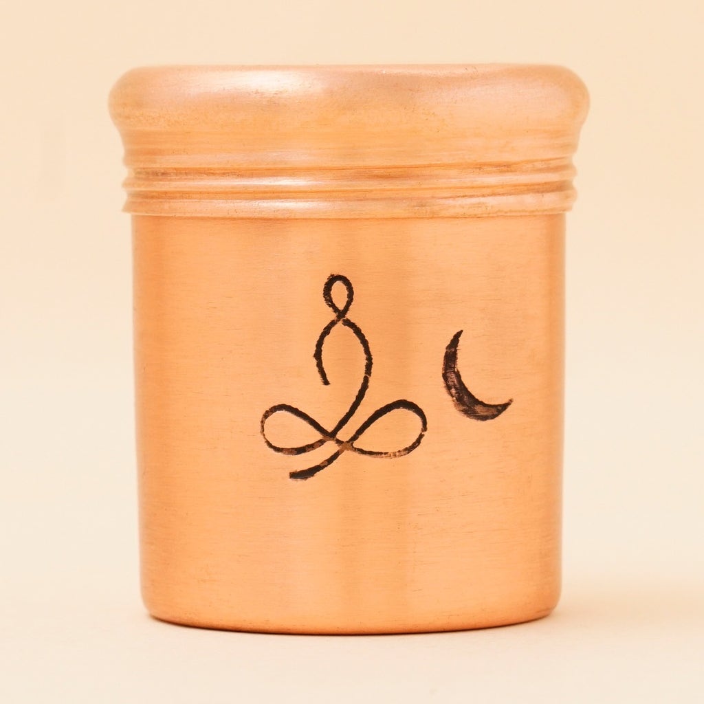 [HO0108616900] Copper Vibhuti Box (Tall) - Sadhaka