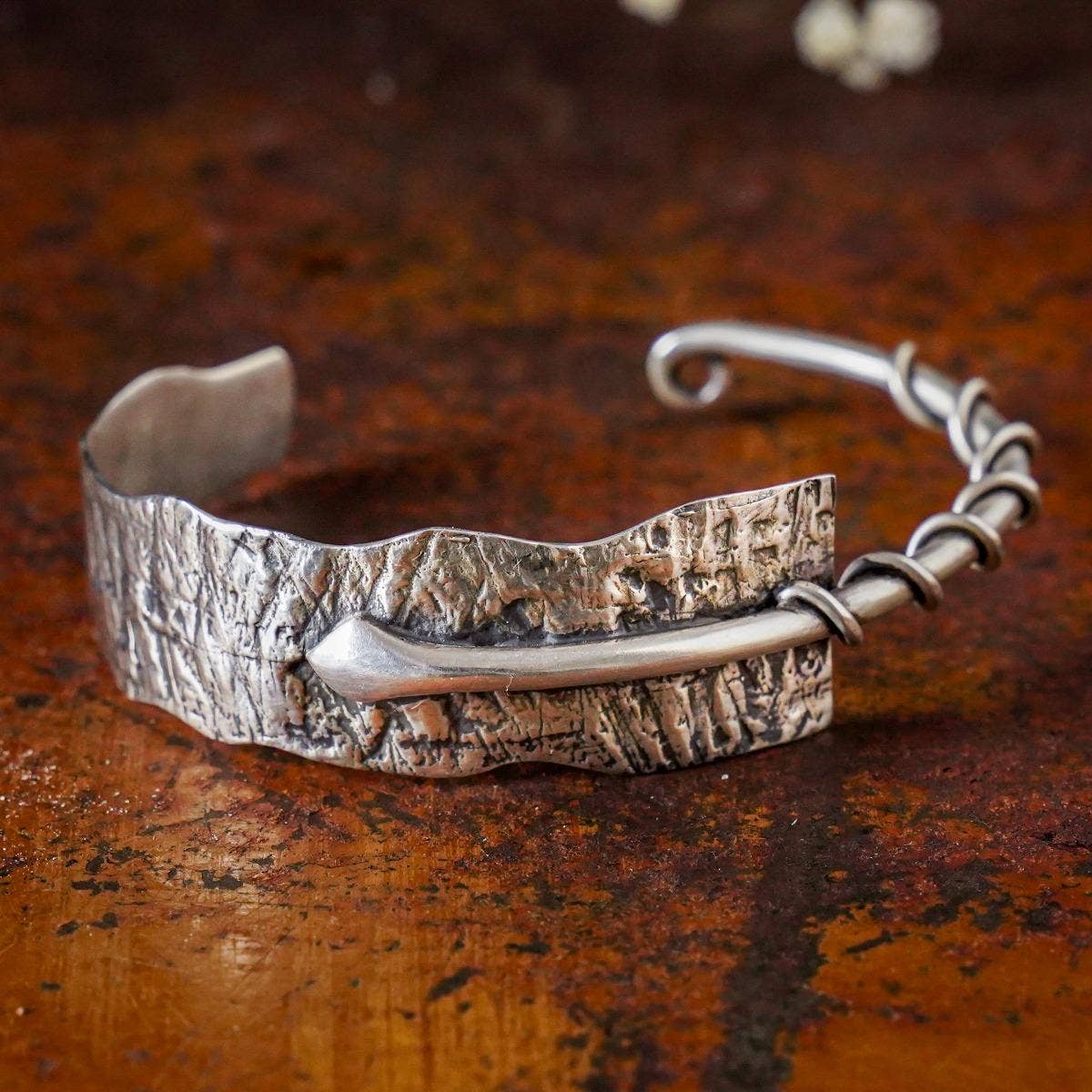 Sterling Silver 92.5 Sarpa - Textured Silver Cuff
