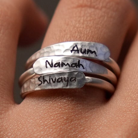 Aum Namah Shivaya Adjustable Silver Ring - 92.5 Sterling Silver