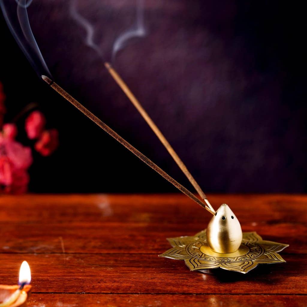 Exquisite Brass Incense Holder with Artful Traditional Engraving