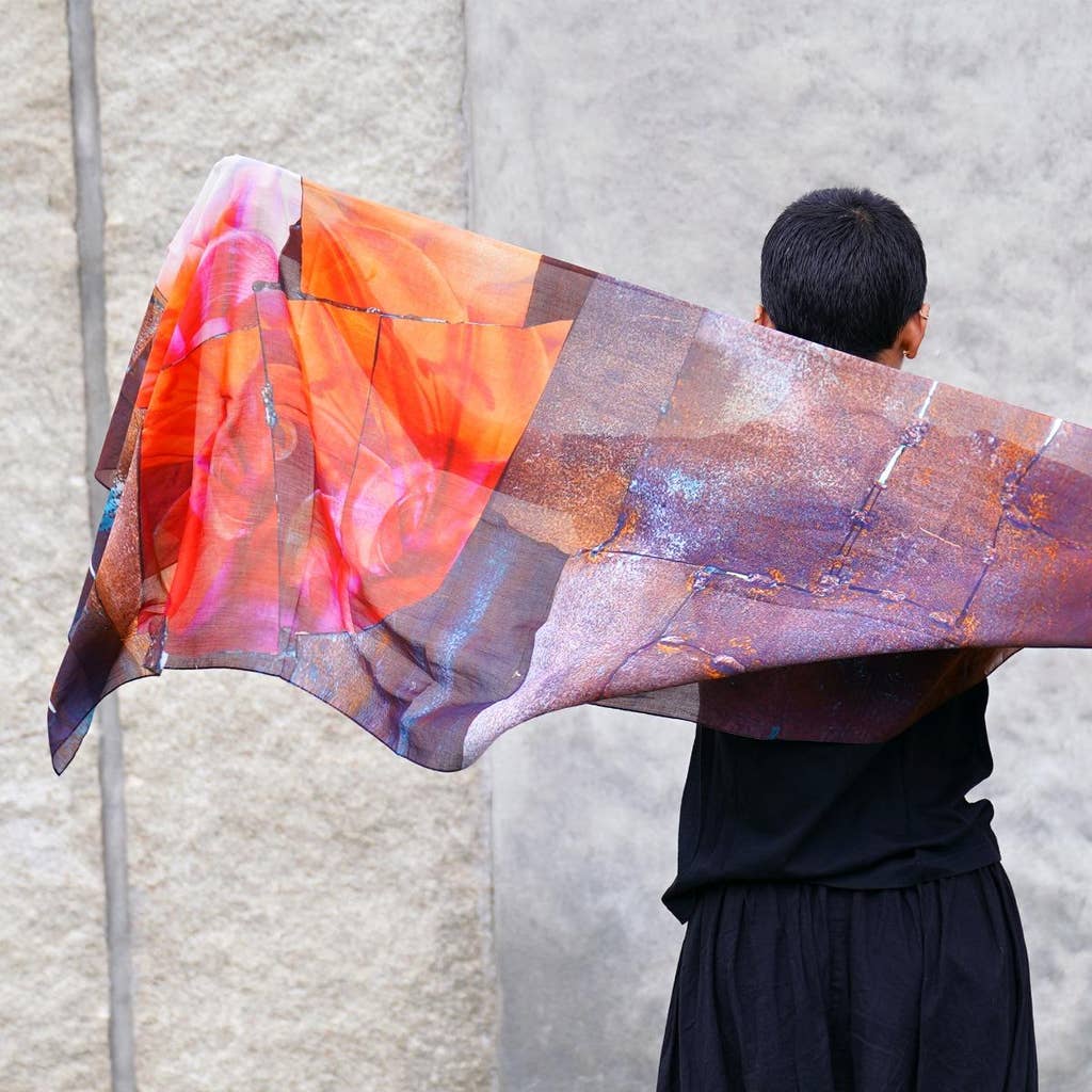 Lightweight and Luxuriously Soft Adiyogi Cotton Stole - Mystic Sunset