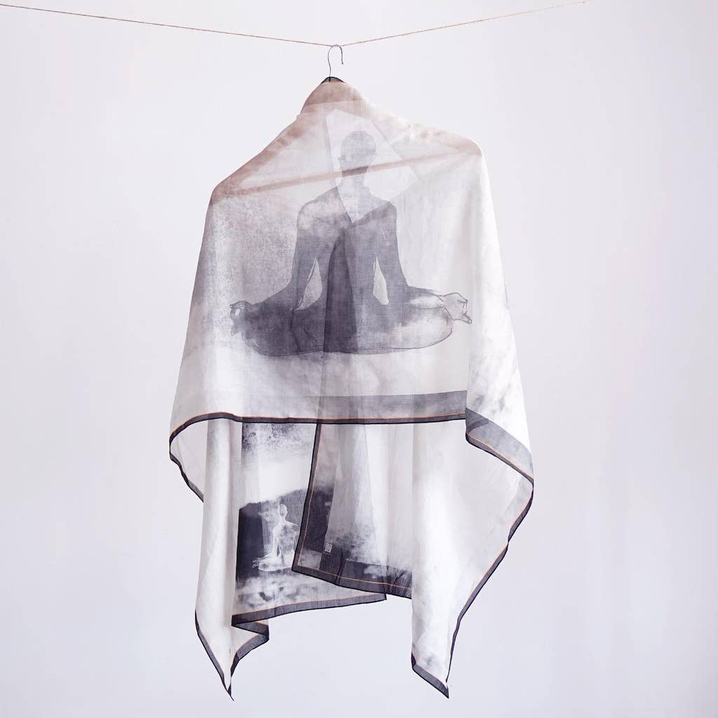 Lightweight and Luxuriously Soft Adiyogi Cotton Stole - Serene White