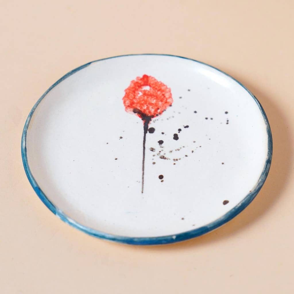 Handpainted Ceramic platter - Peony (Set of 2)