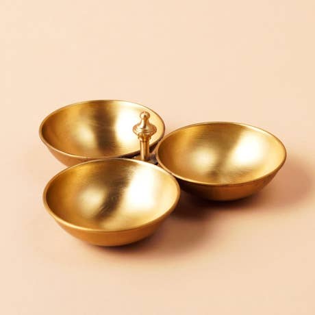 Traditional 3 Bowl Kumkum-Turmeric Holder