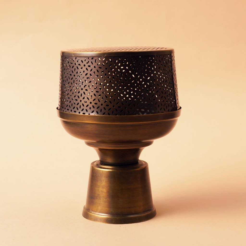 Intricately Designed Etched Brass Fumer 