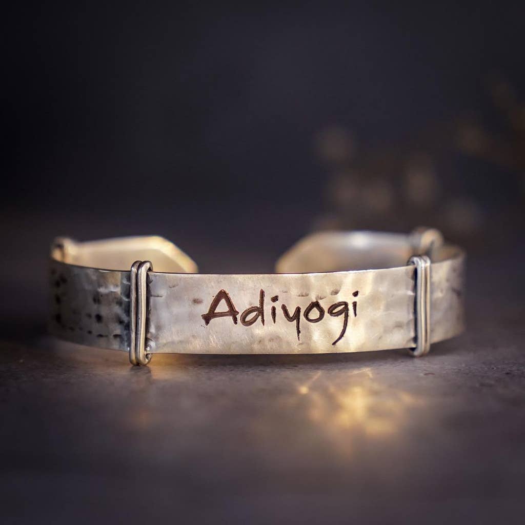 Sterling Silver (92.5) Adiyogi Hammered Cuff