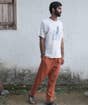Rust Organic Cotton Relaxed Fit Pants for Men