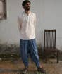 Undyed Organic Cotton Long Sleeve Kurta for Men, Khari Print