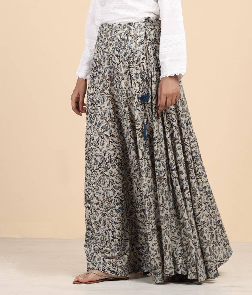 Morning Stroll, Handloom Kalamkari Block Print Skirt
