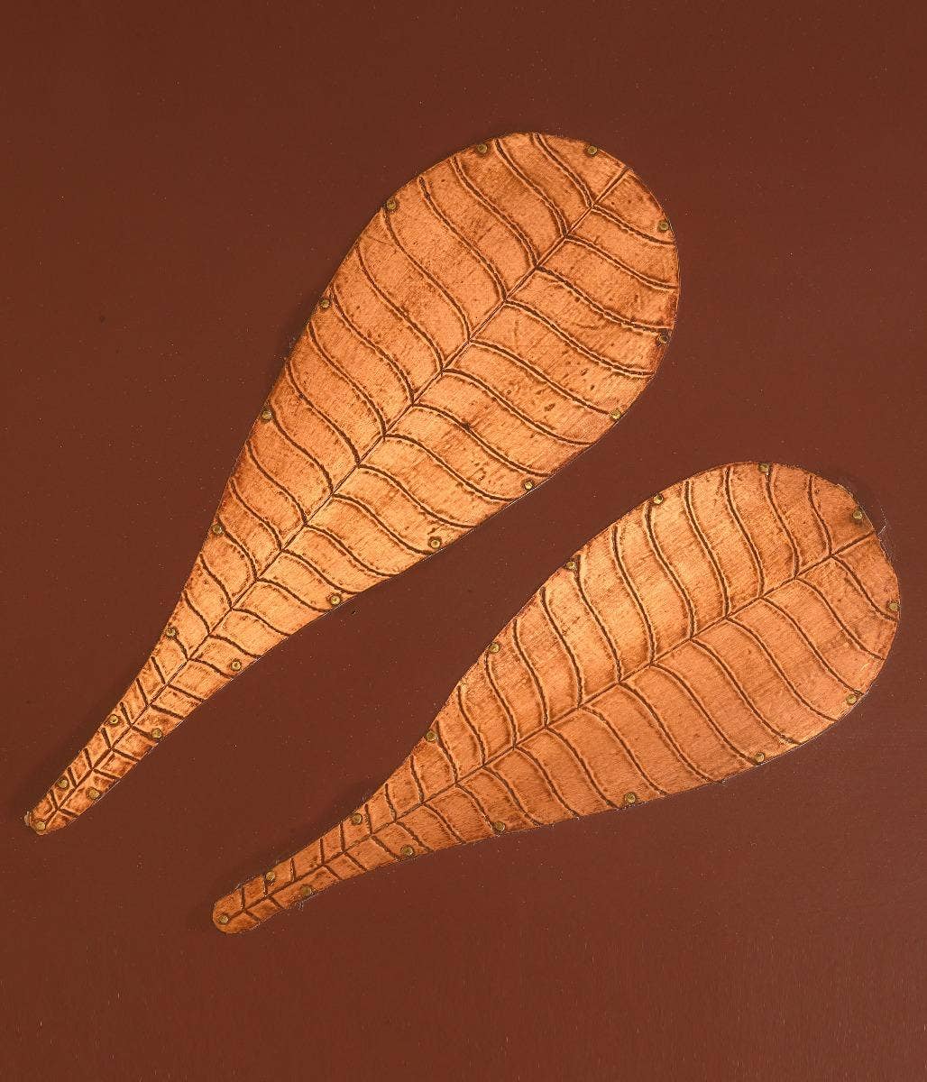Pooja Table with Copper Temple Tree Leaves - 21x21