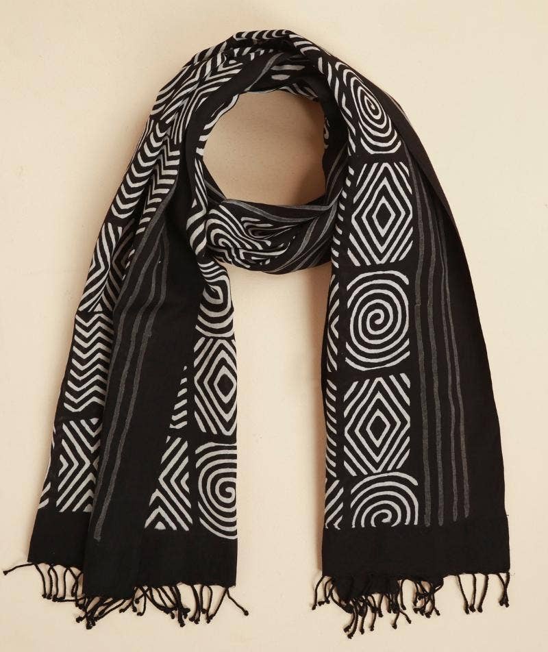 Elegant Geometric Silk Cotton Scarf