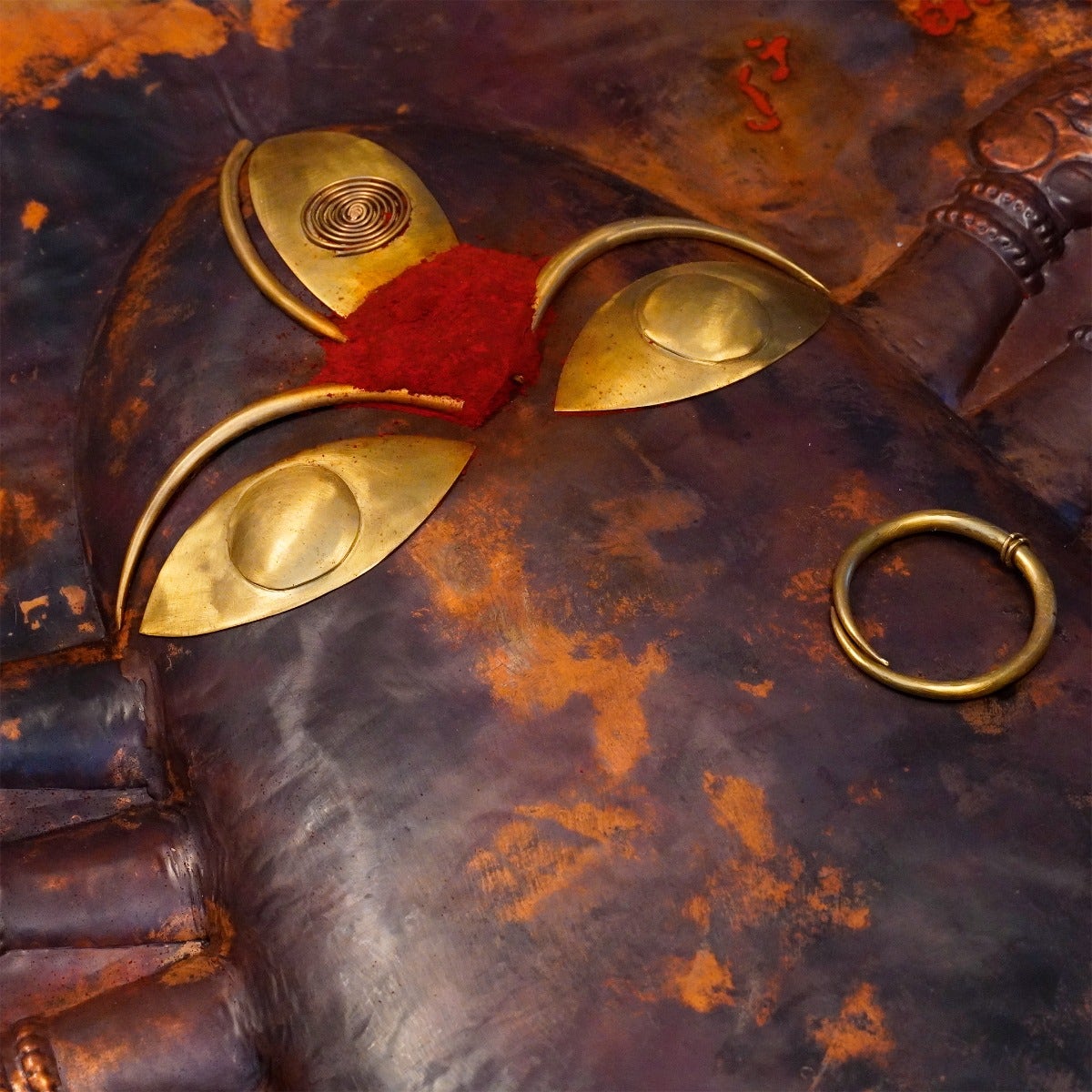 Linga Bhairavi Mukha. Handcrafted copper form. Energized in the abode of Devi at the Velliangiri Foothills