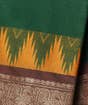 Green Devi Consecrated Cotton Saree with Maroon and Golden Border